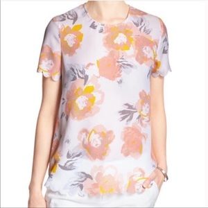 Banana Republic floral shirt with scallop edges.